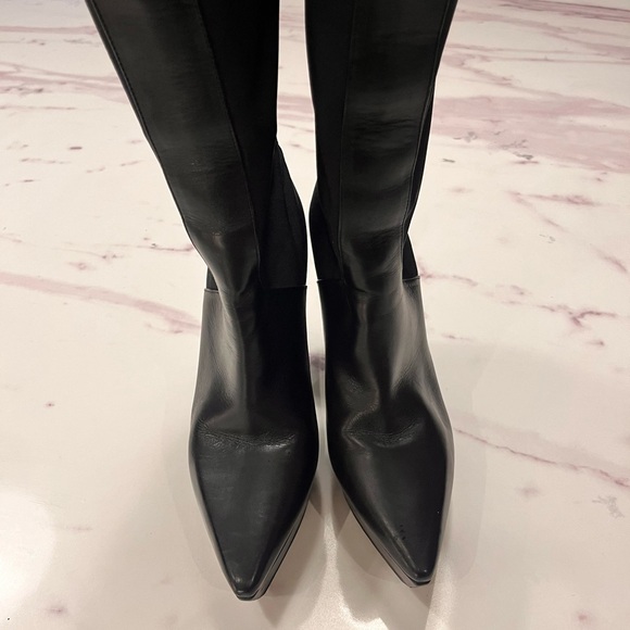 Jil Sander black leather and elastic pull on platform boots; size 39 1/2 - Picture 4 of 6